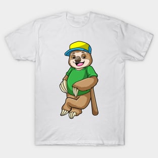 Sloth at Baseball with Baseball bat T-Shirt